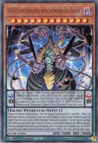 YuGiOh! TCG karta: D/D/D/D Super-Dimensional Sovereign Emperor Zero Paradox